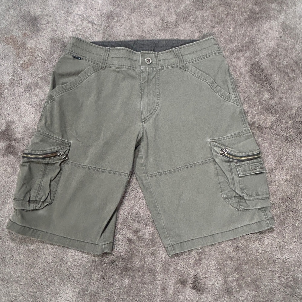 Kuhl PatinaDye Cargo Shorts Mens 32 Olive (Army) Green Vintage Outdoor Hiking